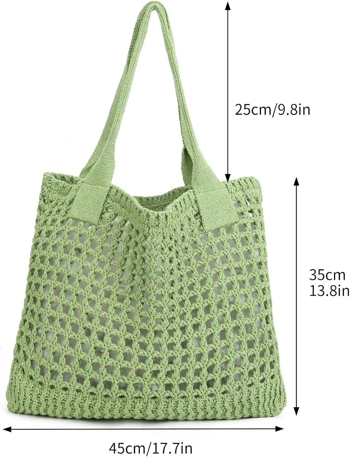 ENBEI Women's Beach Tote Bag, Crochet Knit Hollow Design, Stylish Tote for Beach,Travel and Everyday Use Aesthetic Handbag