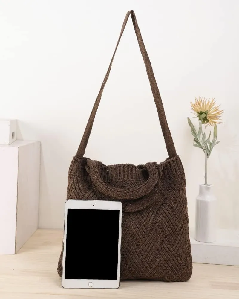 ENBEI Women's tote bags aesthetic Shoulder Handbags Hand crocheted Bags large Shoulder Shopping Bag large satchel cute Bag