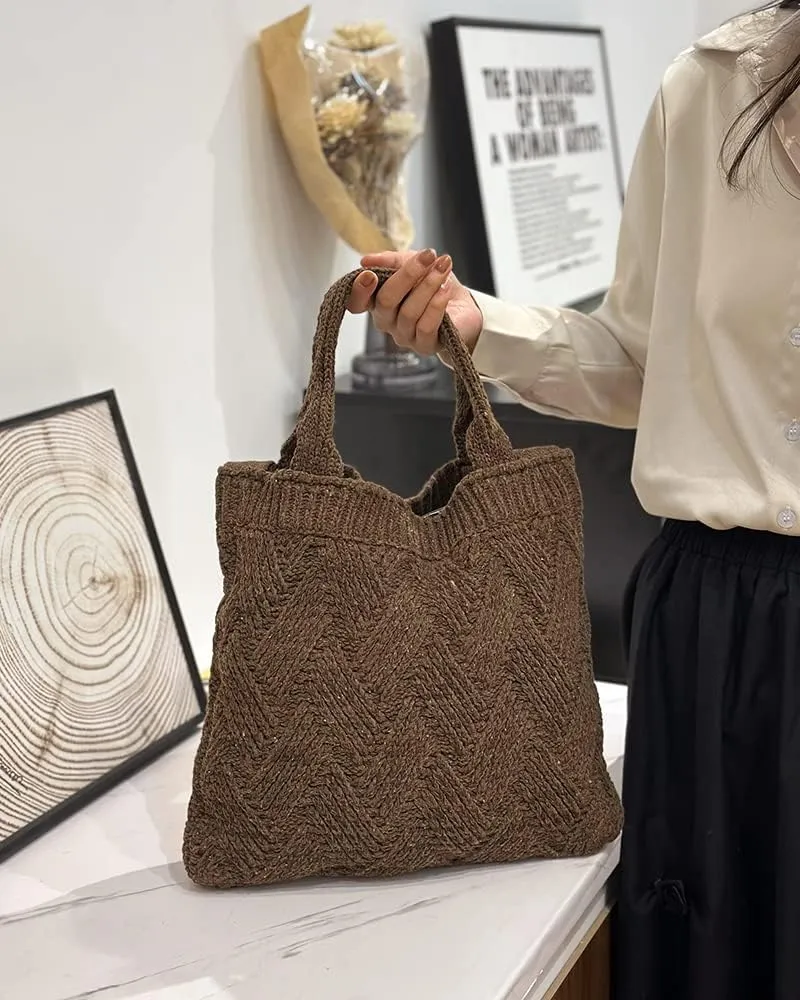 ENBEI Women's tote bags aesthetic Shoulder Handbags Hand crocheted Bags large Shoulder Shopping Bag large satchel cute Bag