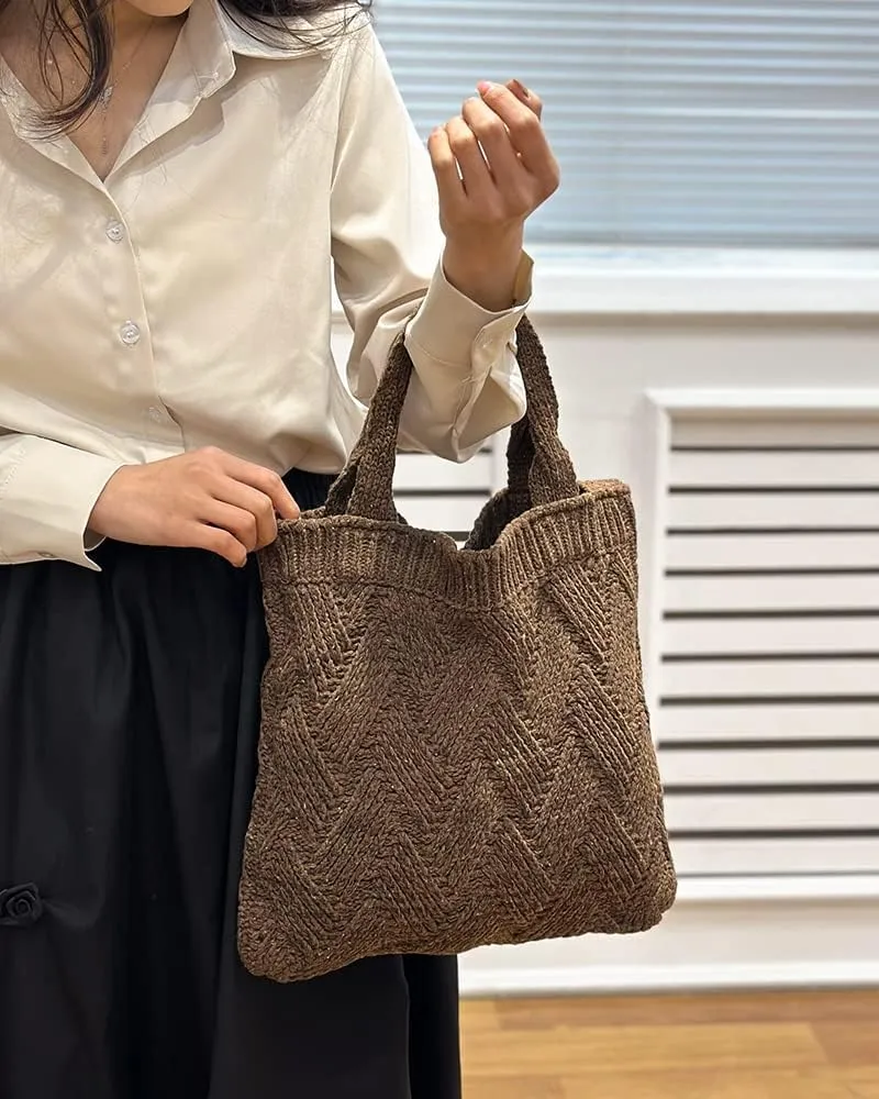 ENBEI Women's tote bags aesthetic Shoulder Handbags Hand crocheted Bags large Shoulder Shopping Bag large satchel cute Bag