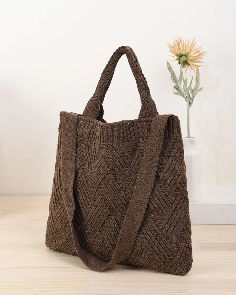 ENBEI Women's tote bags aesthetic Shoulder Handbags Hand crocheted Bags large Shoulder Shopping Bag large satchel cute Bag