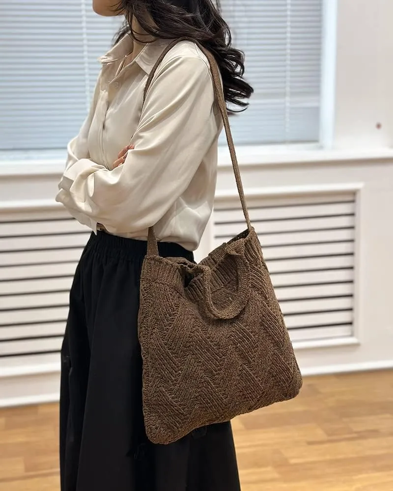 ENBEI Women's tote bags aesthetic Shoulder Handbags Hand crocheted Bags large Shoulder Shopping Bag large satchel cute Bag