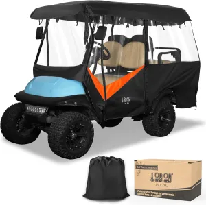 Enclosure Drivable 4 Sided Black Driving Cover Universal Fit Club Car EZGO RXV TXT Yamaha Rain Cover, Roof Within 86.6 inch (Orange)