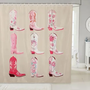 Erosebridal Cowgirl Shower Curtain 72" W x 78" L,Western Cowboy Boots Bathroom Curtain,Wild West Cowgirl Bathroom Accessories,Farmhouse Fabric Shower Curtains