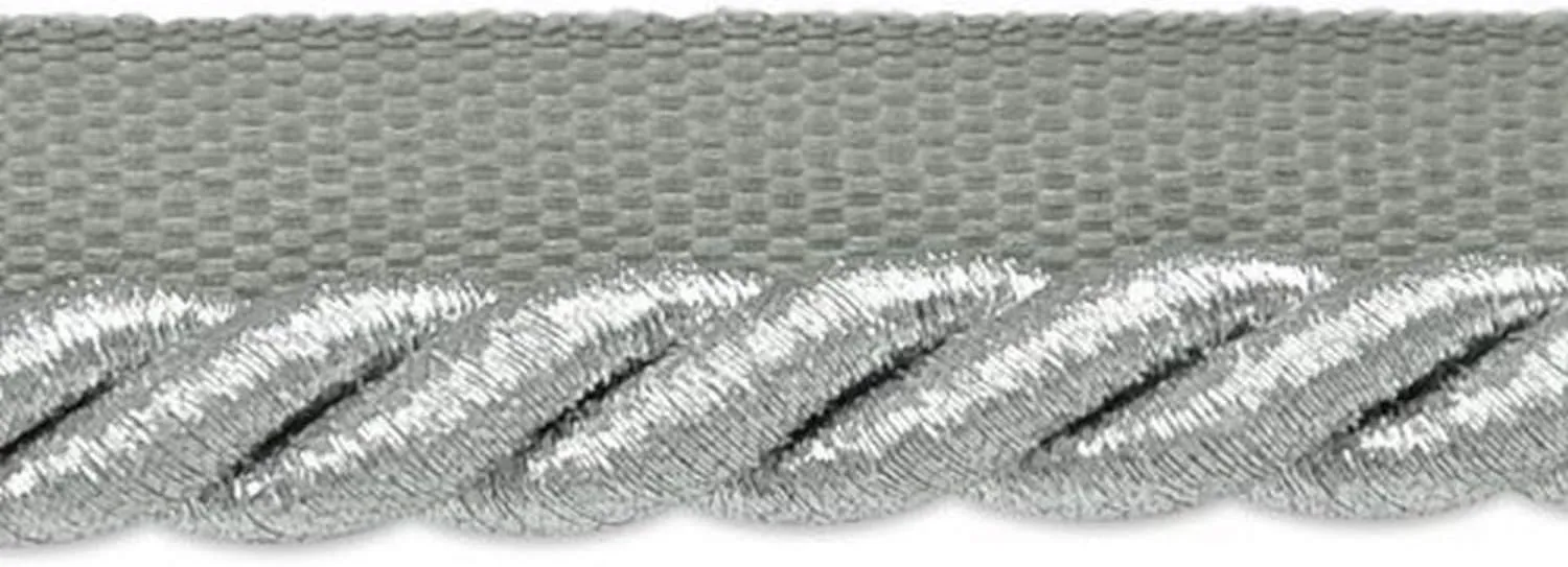 Expo International Nicholas 3/8-Inch Twisted Lip Cord Trim, 20-Yard, Metallic Silver