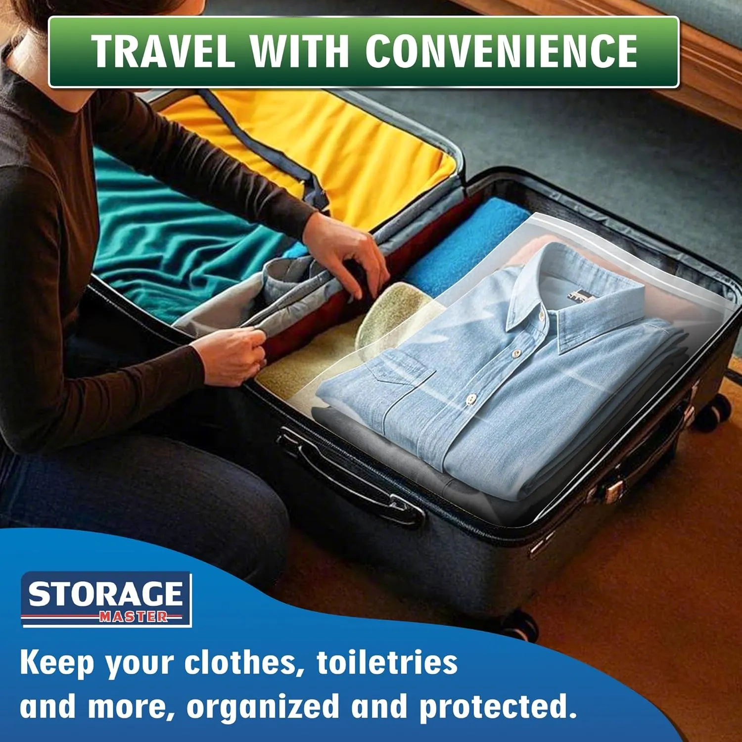 Extra Large 20 Gallon Zippered Plastic Bags for Storage- 24'' x 32'', Ideal for Clothes Clothing, Travel, Moving, 3-mil Extra Thick Clear Plastic, 12 pack