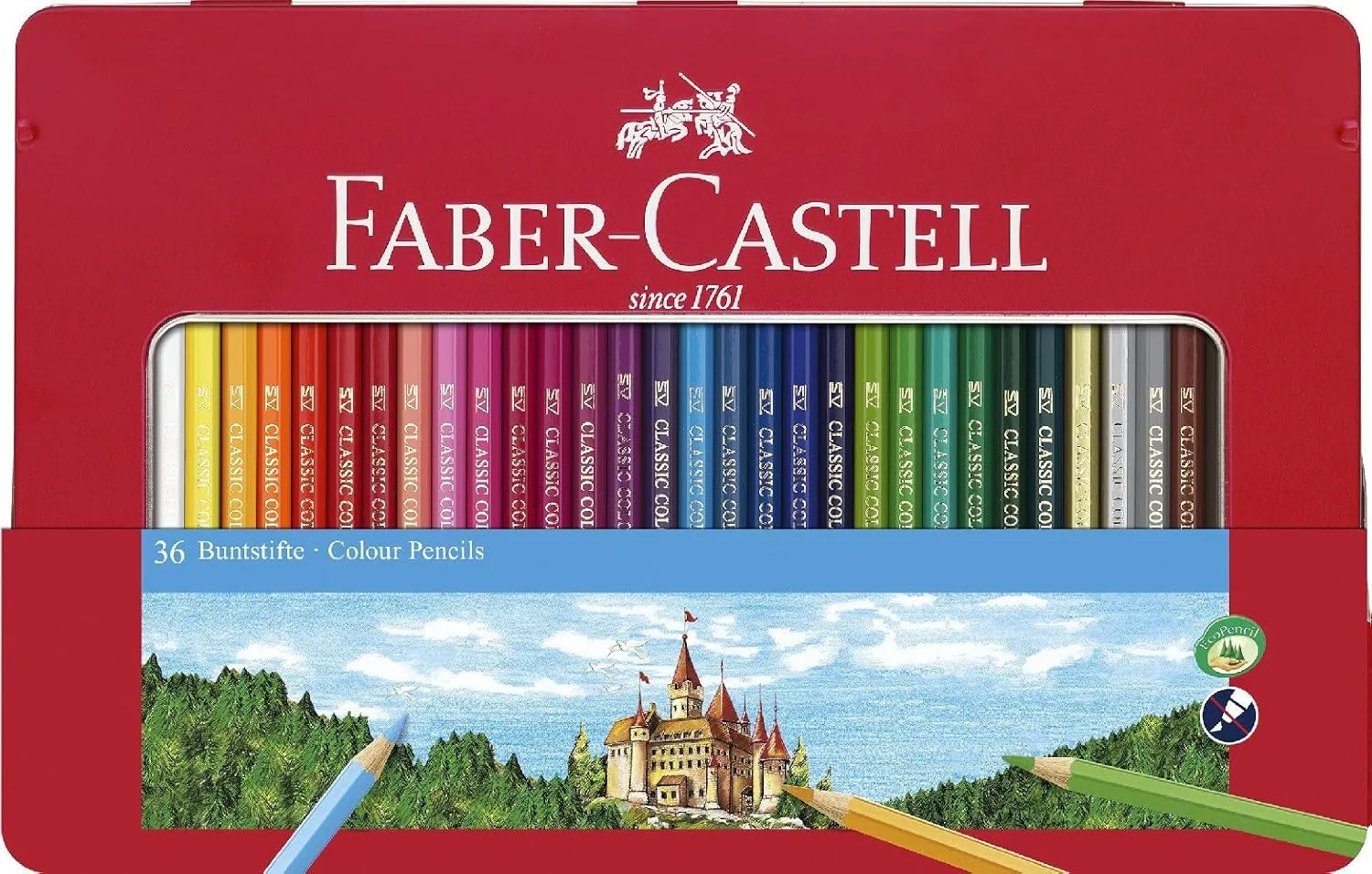 Faber-Castell Classic Colored Pencils Tin Set, 48 Vibrant Colors In Sturdy Metal Case