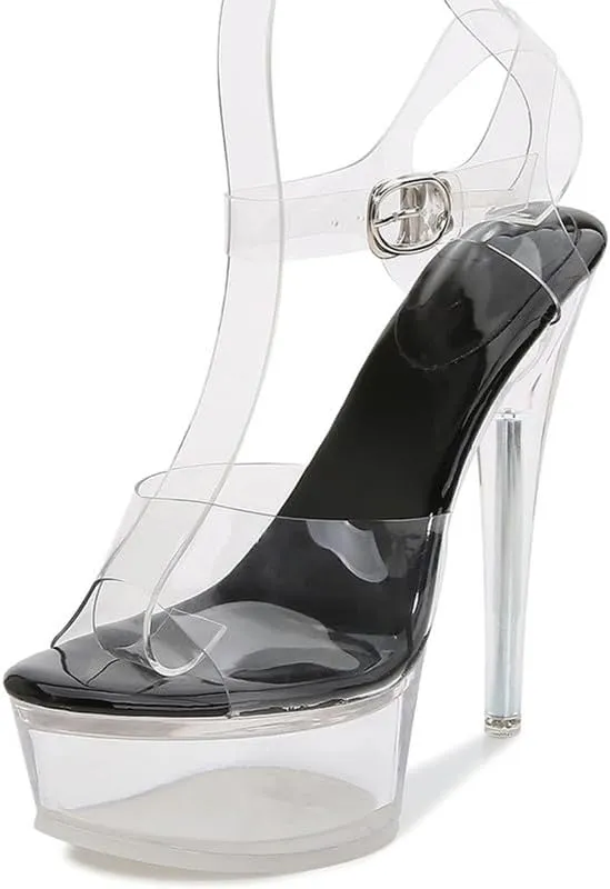 F&A LOVING Women's Clear Platform Sandals Stiletto Sexy Nightclub Catwalk Pole Dancing Striptease Sandals Heel