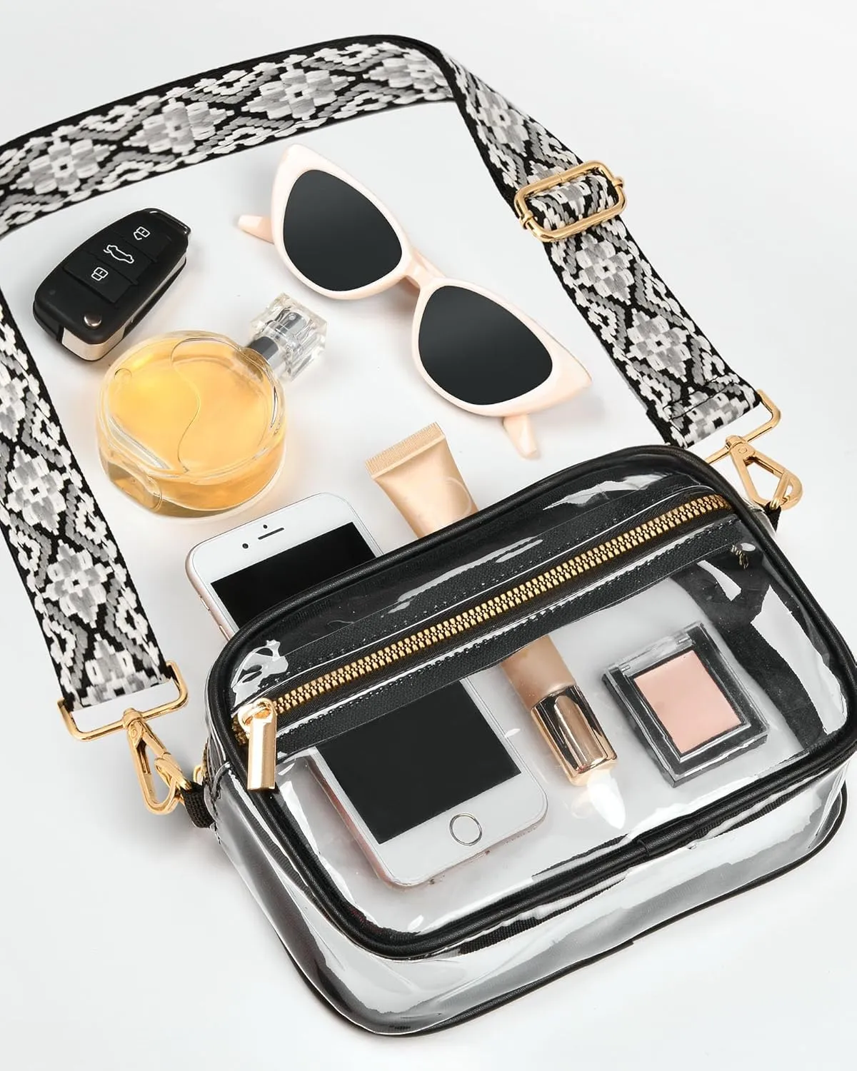 FANGSUN Clear Crossbody Bag Stadium Approved, Clear Purse for Women, Transparent Shoulder Messenger Handbag for Concert Sport