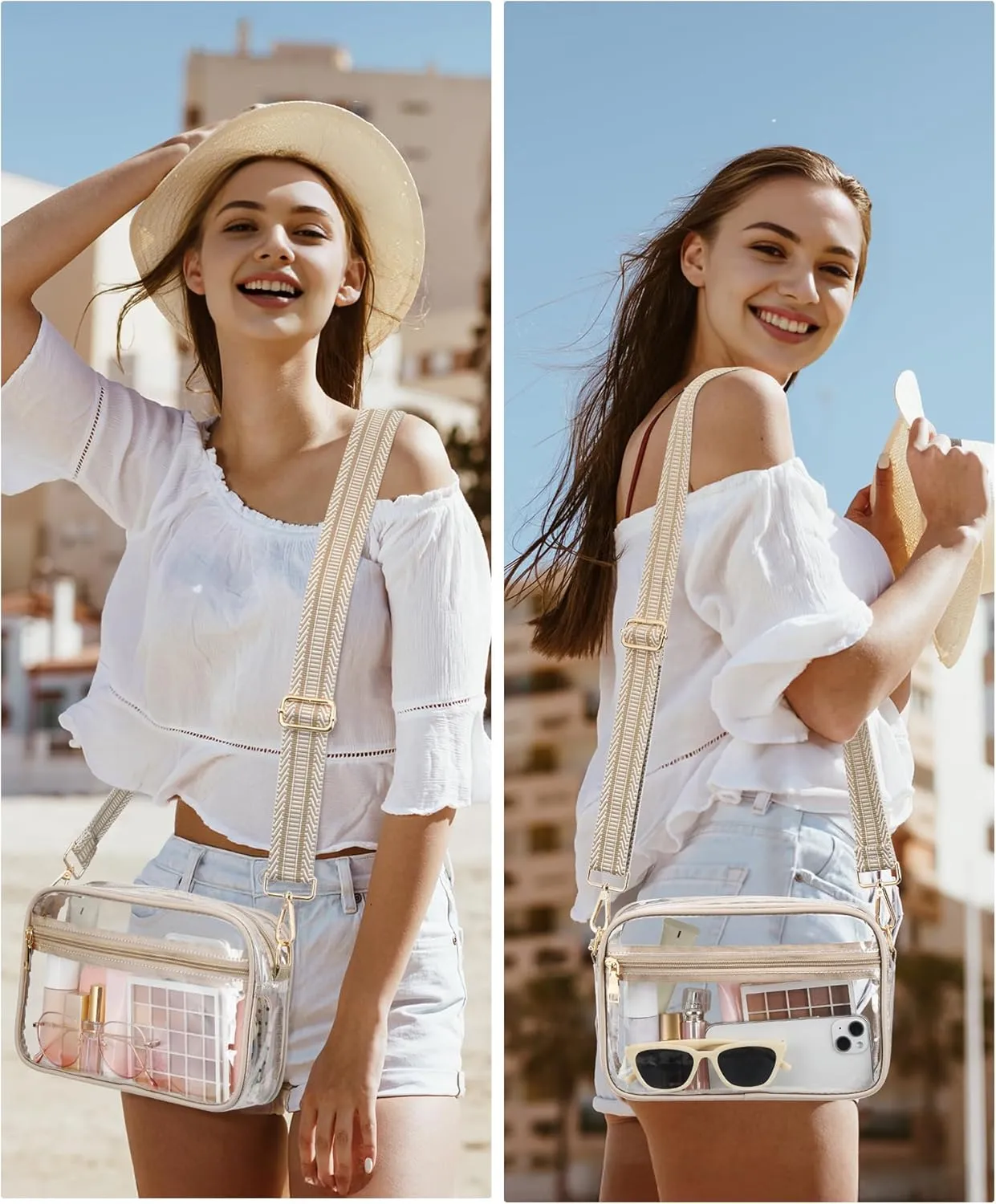 FANGSUN Clear Crossbody Bag Stadium Approved, Clear Purse for Women