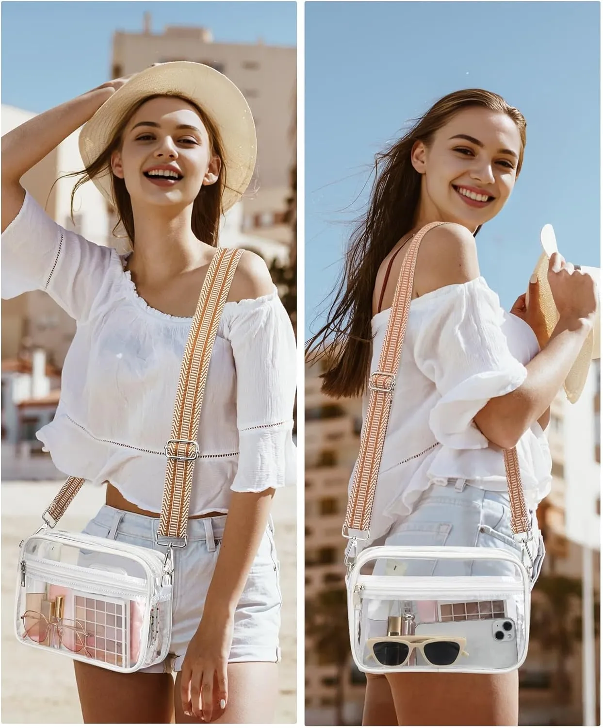 FANGSUN Clear Crossbody Bag Stadium Approved, Clear Purse for Women