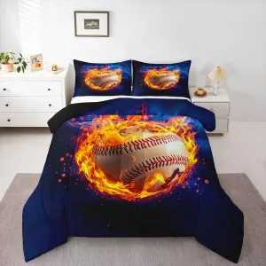 Feelyou Baseball Bedding Set Queen Size Sports Game Comforter Set for Kids Teens Adults Baseball Gaming Duvet Quilt Gift for Baseball Lover Room Decor 3Pcs with 2 Pillow Case All Season Soft