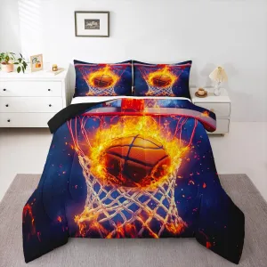 Feelyou Basketball Bedding Set Queen Size Gaming Sports Comforter Set for Kids Teens Adults Ball Games Duvet Quilt Gift for Basketball Lover Room Decor 3Pcs with 2 Pillow Case All Season Soft