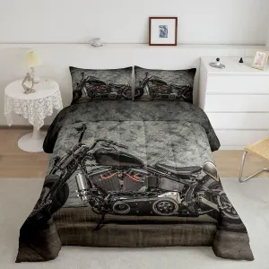 Feelyou Dirt Bike Comforter Set Vintage Motorcycle Comforter for Kids Boys Teens Motocross Extreme Sports Bedding Set 2 Pillowcases Queen Size Boys