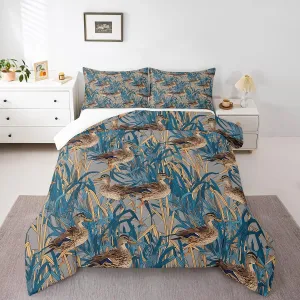 Feelyou Wild Animals Comforter Set for Girls Boys Kids Twin Size Wild Duck Comforter Room Decorative Duck Hunting Bedding Set Cute Farmhouse Duck Duvet Set 2Pcs Quilt Set