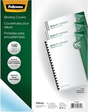 Fellowes Transparent PVC Binding Covers, Oversize, 100 Pack (52311)