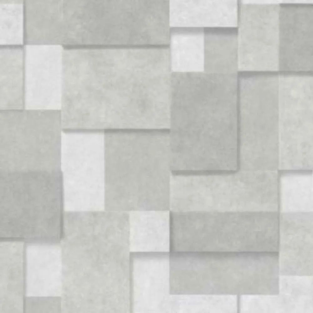 Fine Decor 2896-25353 Duchamp Silver Patchwork Metallic Wallpaper