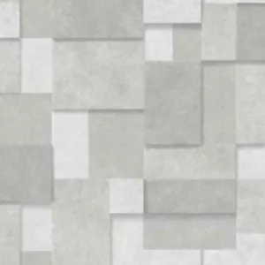 Fine Decor 2896-25353 Duchamp Silver Patchwork Metallic Wallpaper