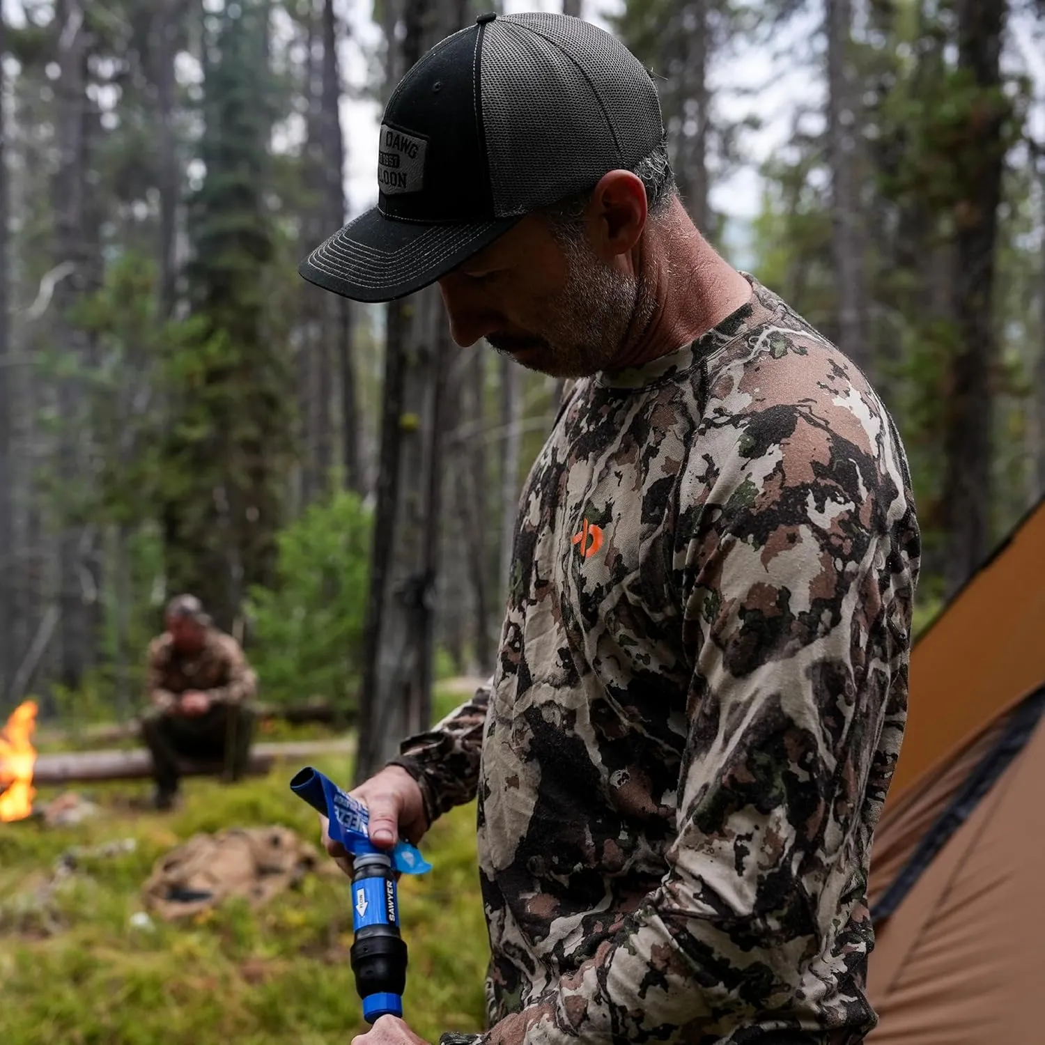 First Lite Men’s Kiln Long Sleeve Crew Shirt - Merino Wool Midweight Camo Hunting Base Layer, Wool Long Johns, Midweight