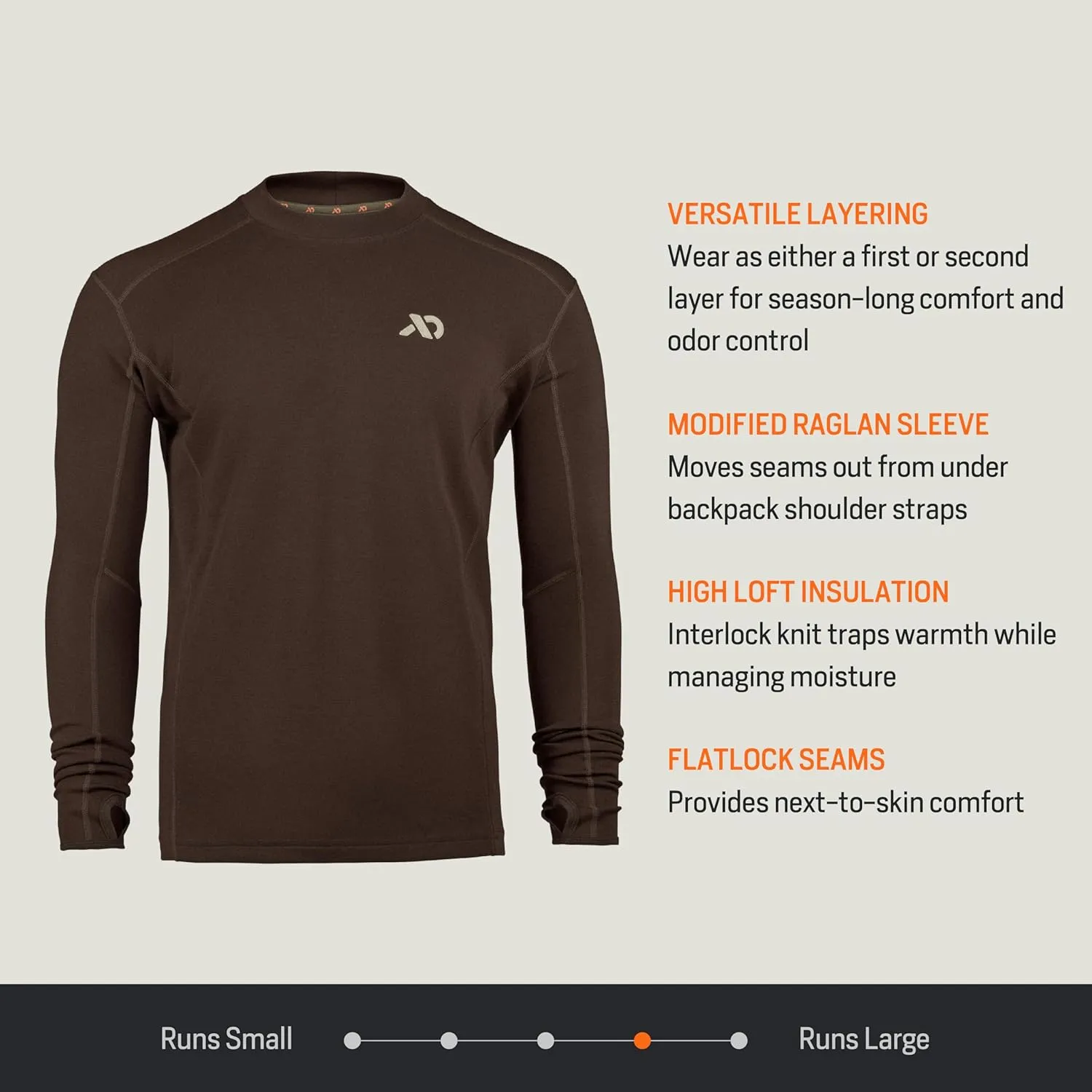 First Lite Men’s Kiln Long Sleeve Crew Shirt - Merino Wool Midweight Camo Hunting Base Layer, Wool Long Johns, Midweight
