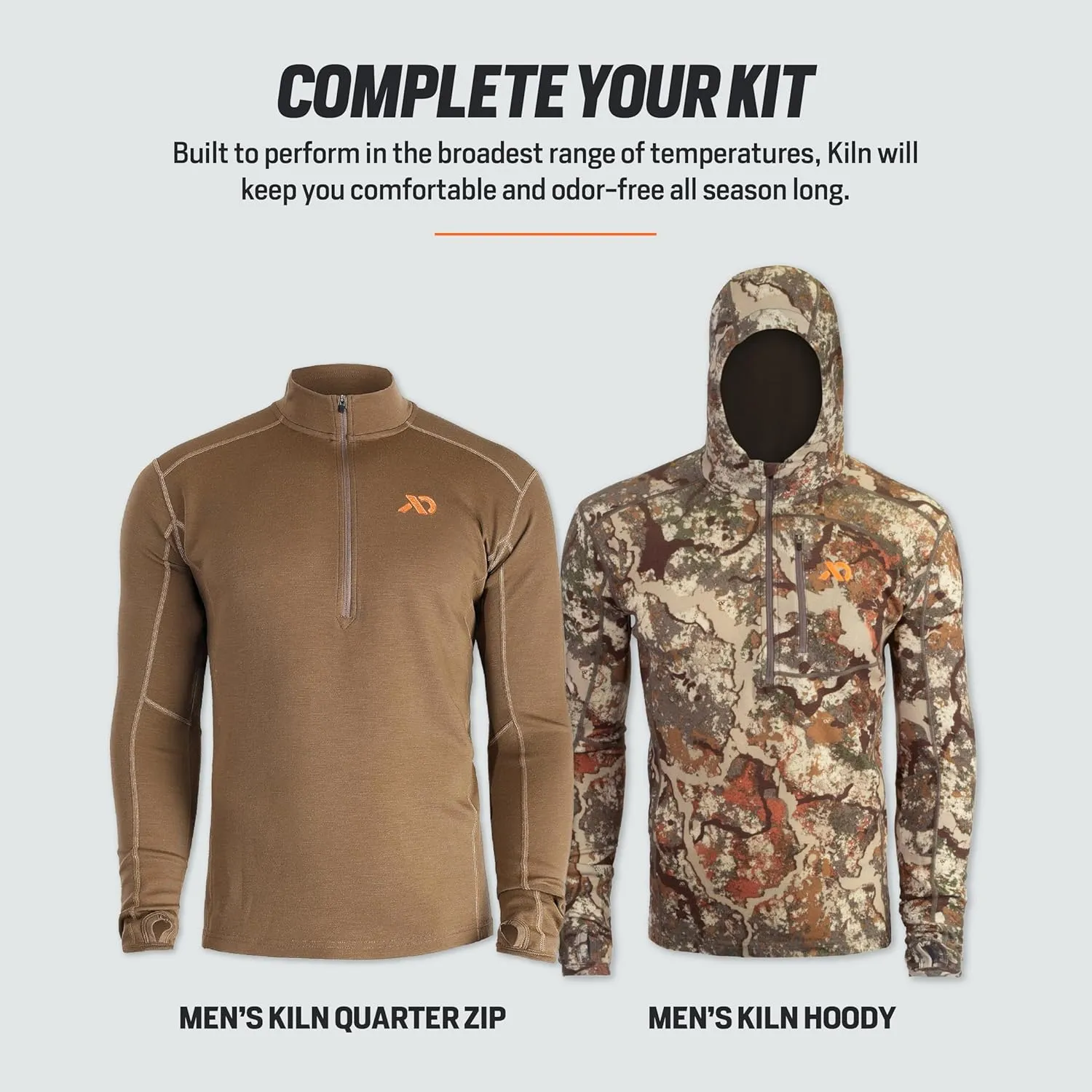 First Lite Men’s Kiln Long Sleeve Crew Shirt - Merino Wool Midweight Camo Hunting Base Layer, Wool Long Johns, Midweight
