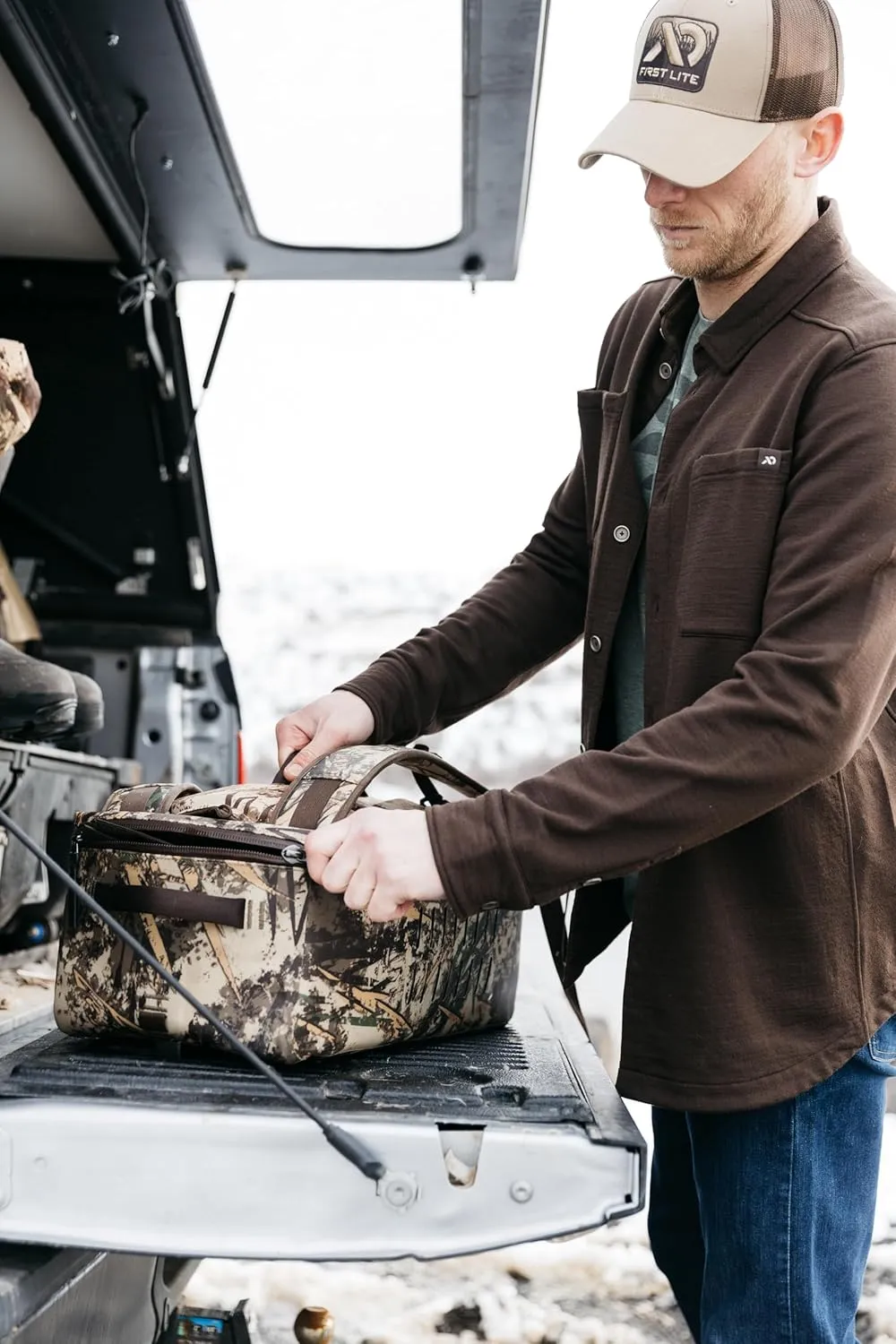 First Lite Men's Rugged Wool Field Shirt - Durable Merino Wool Hunting Midlayer