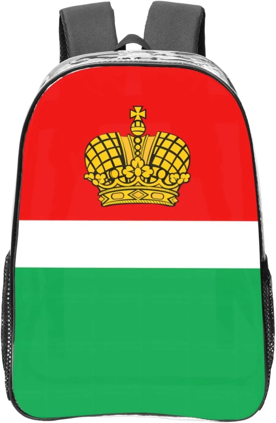 Flag Of Kaluga Transparent Backpack-16-Inch Pvc Clear Backpack With Side Pockets,Black