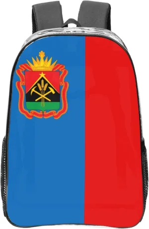 Flag Of Kemerovo Transparent Backpack-16-Inch Pvc Clear Backpack With Side Pockets,Black