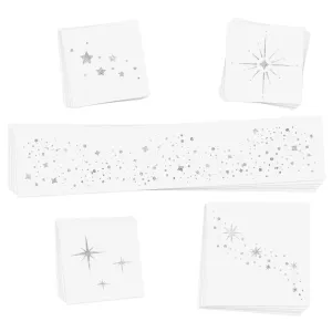Flash Tattoos Starlight Temporary Tattoos | 25 Temporary Tattoos | Premium Waterproof Metallic Silver Glitter Face Sparkle, Freckles