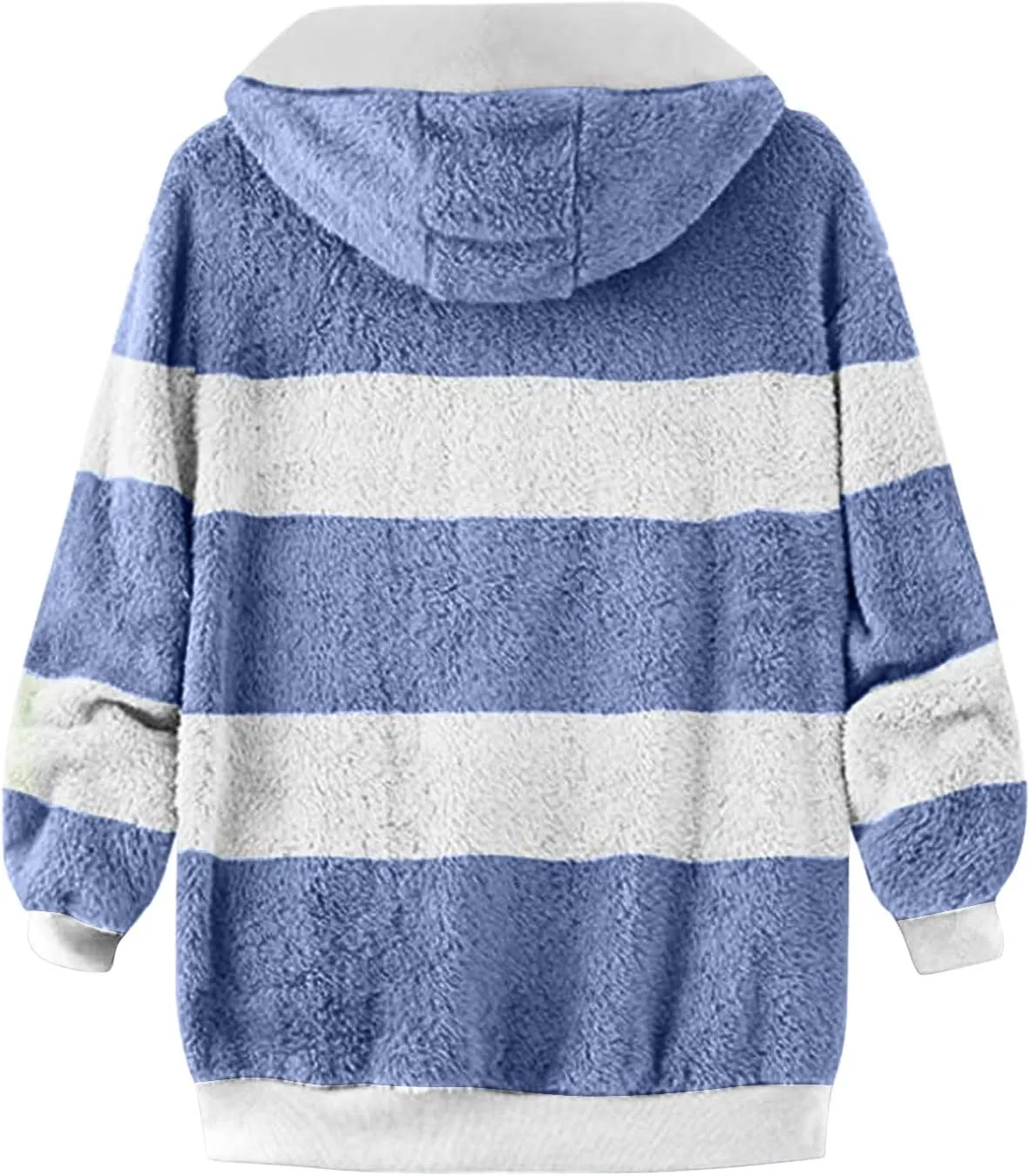 Fluffy Jackets For Women Cute Color Block Loose Soft Zip Up Sherpa Coat Warm Winter Fuzzy Fleece Hooded Jacket Outwear