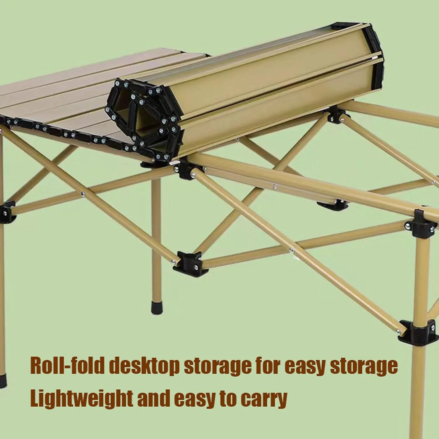 Foldable Camping Table Set with Chair, Portable Outdoor Picnic Table Carbon Steel Table Top Lightweight Folding Table Collapsible Chair with Storage Bag