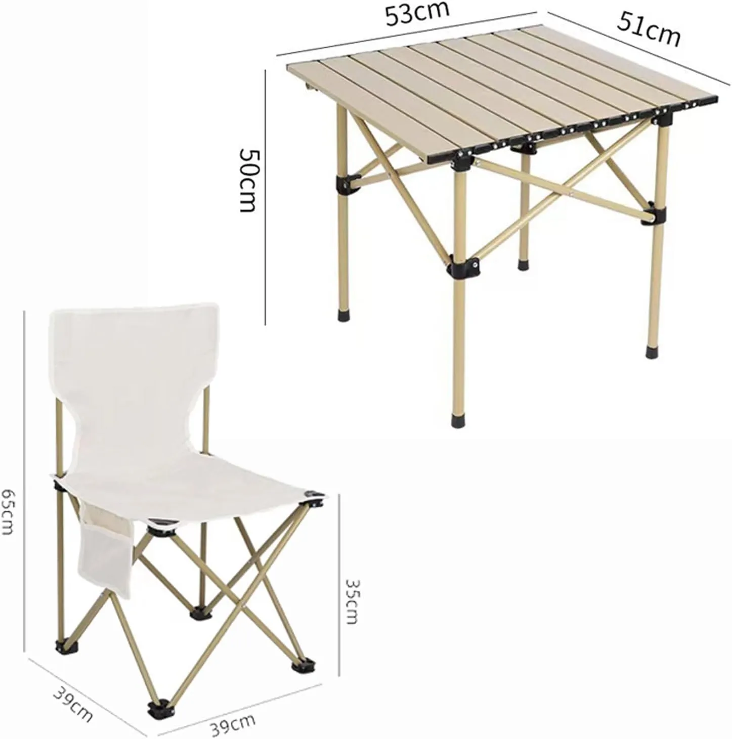 Foldable Camping Table Set with Chair, Portable Outdoor Picnic Table Carbon Steel Table Top Lightweight Folding Table Collapsible Chair with Storage Bag