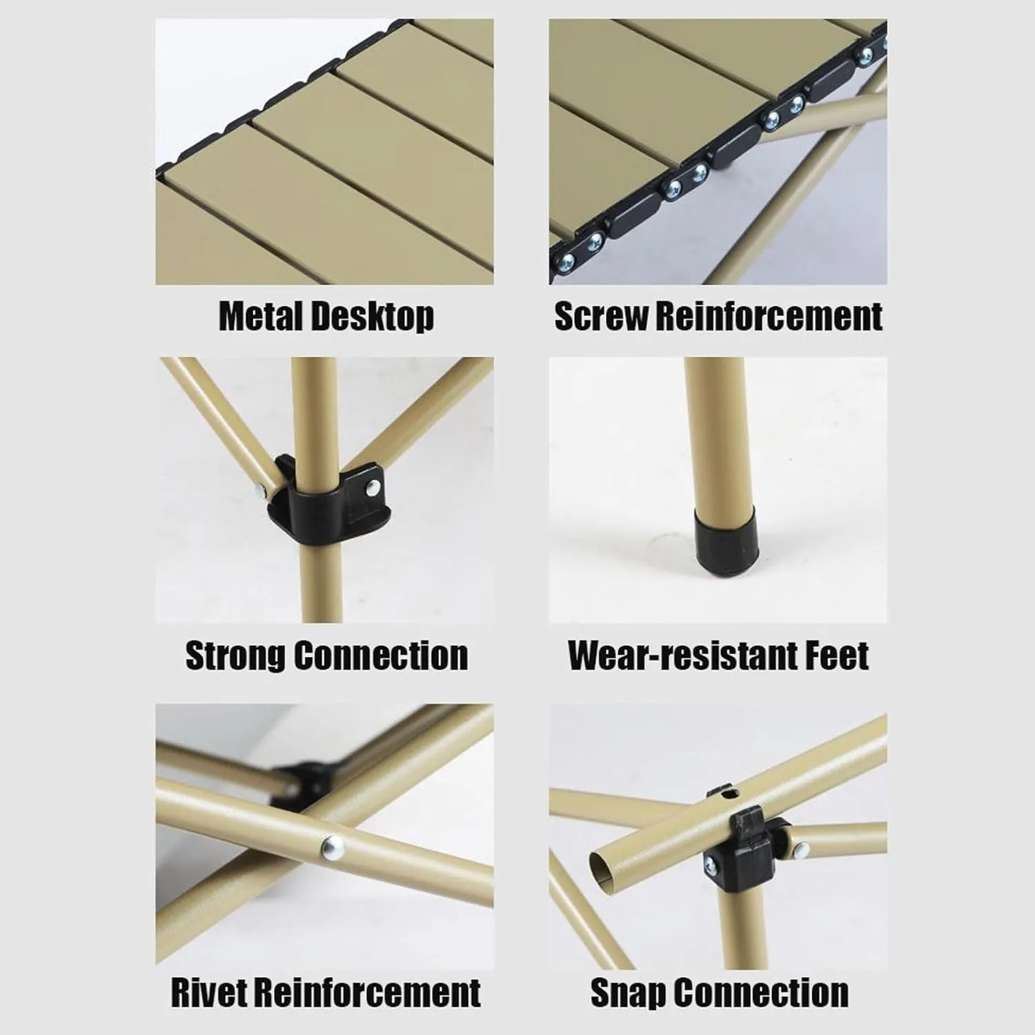 Folding Outdoor Picnic Tables & Chairs for Hiking Party RV Travelling, Portable Carbon Steel Roll-up Table Collapsible Camping Chair Lawn Chair, Easy to Assemble