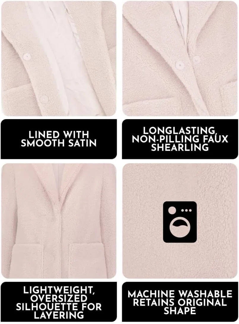French Connection Women's Faux Shearling Teddy Lapel Midi Coat