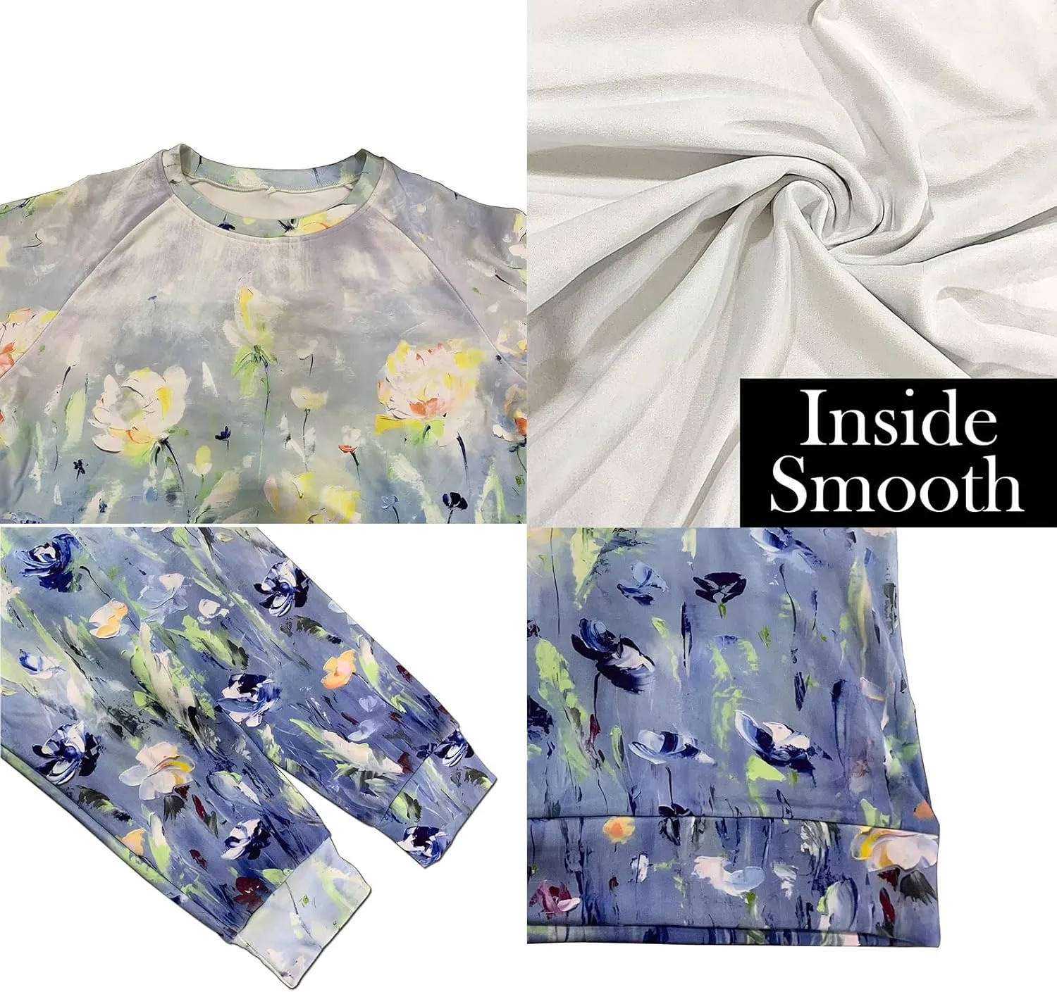 Fronage Women's Floral Printed Sweatshirt Long Sleeve Crewneck Casual Loose Vintage FLower Graphic Pullover Tops