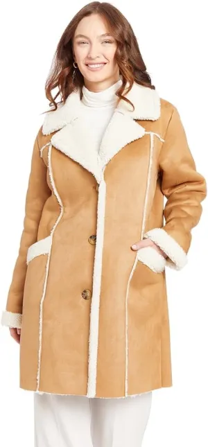 Frye Women's Edge Stitich Knee Length Coat