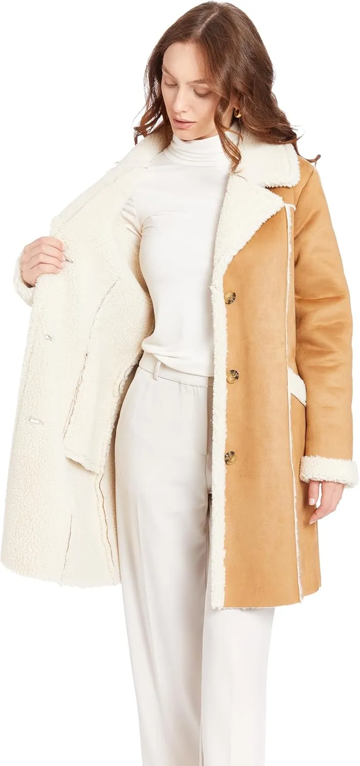 Frye Women's Edge Stitich Knee Length Coat