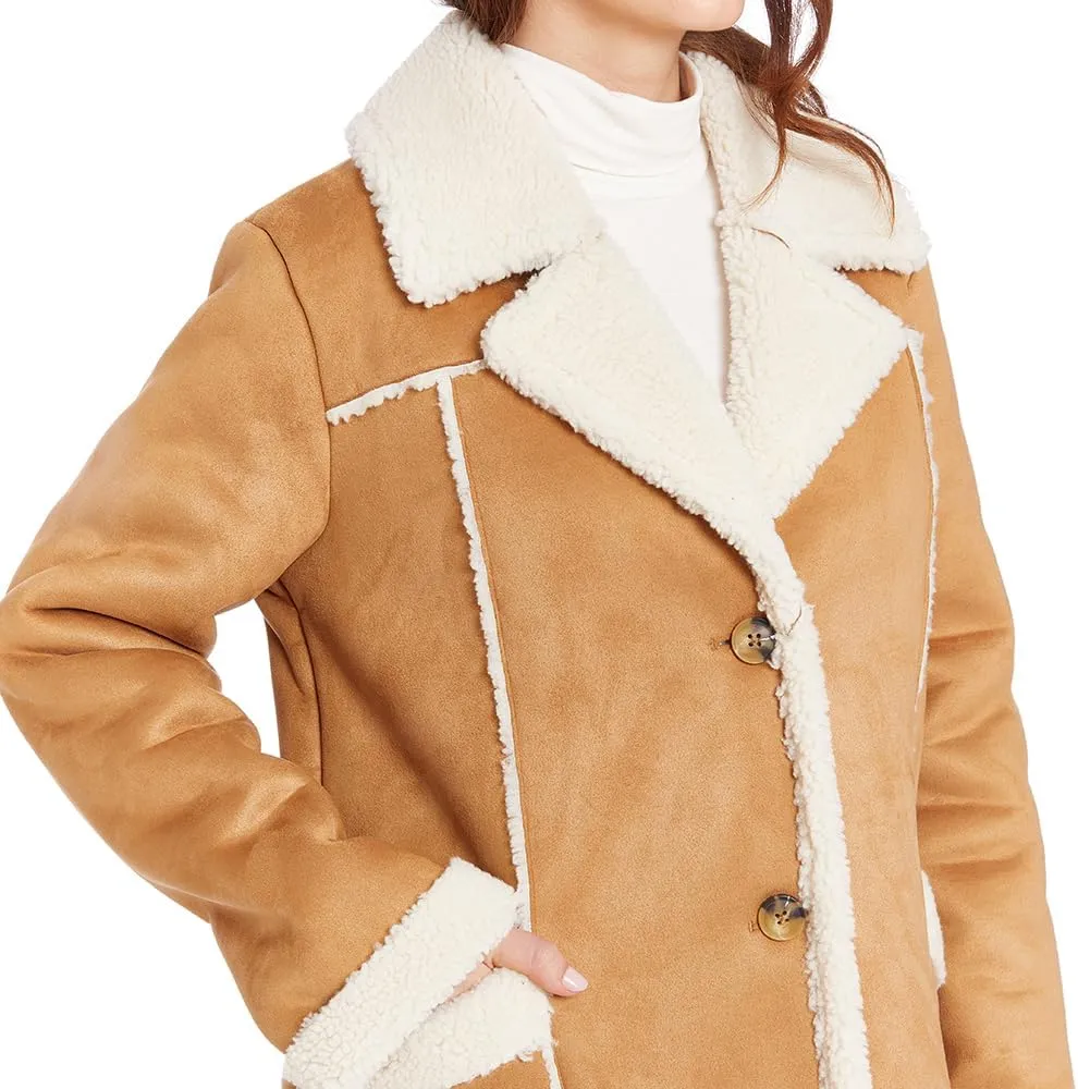 Frye Women's Edge Stitich Knee Length Coat