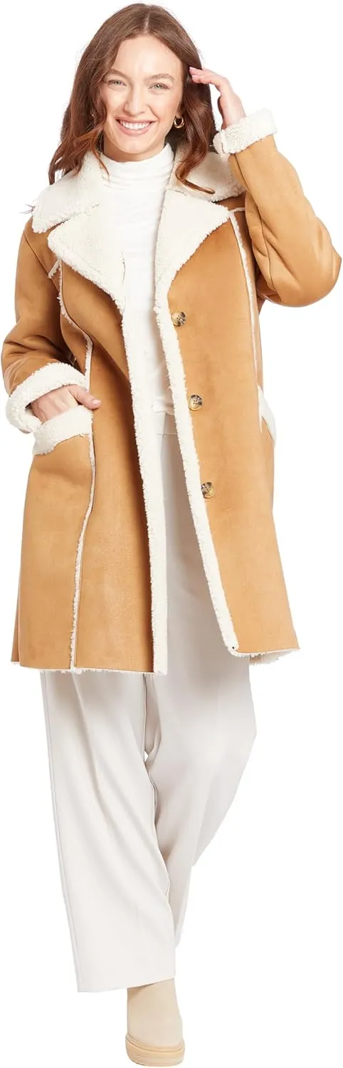 Frye Women's Edge Stitich Knee Length Coat