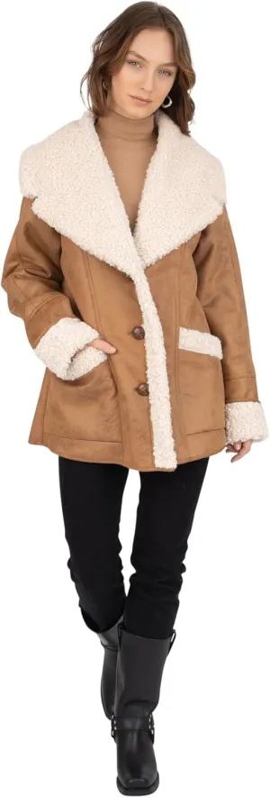 Frye Women's Faux Shearling Coat with Patch Pockets