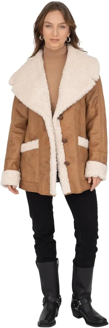 Frye Women's Faux Shearling Coat with Patch Pockets