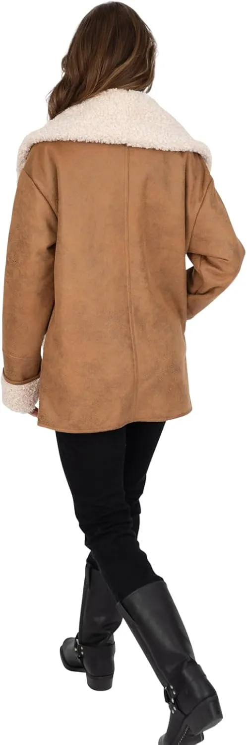 Frye Women's Faux Shearling Coat with Patch Pockets