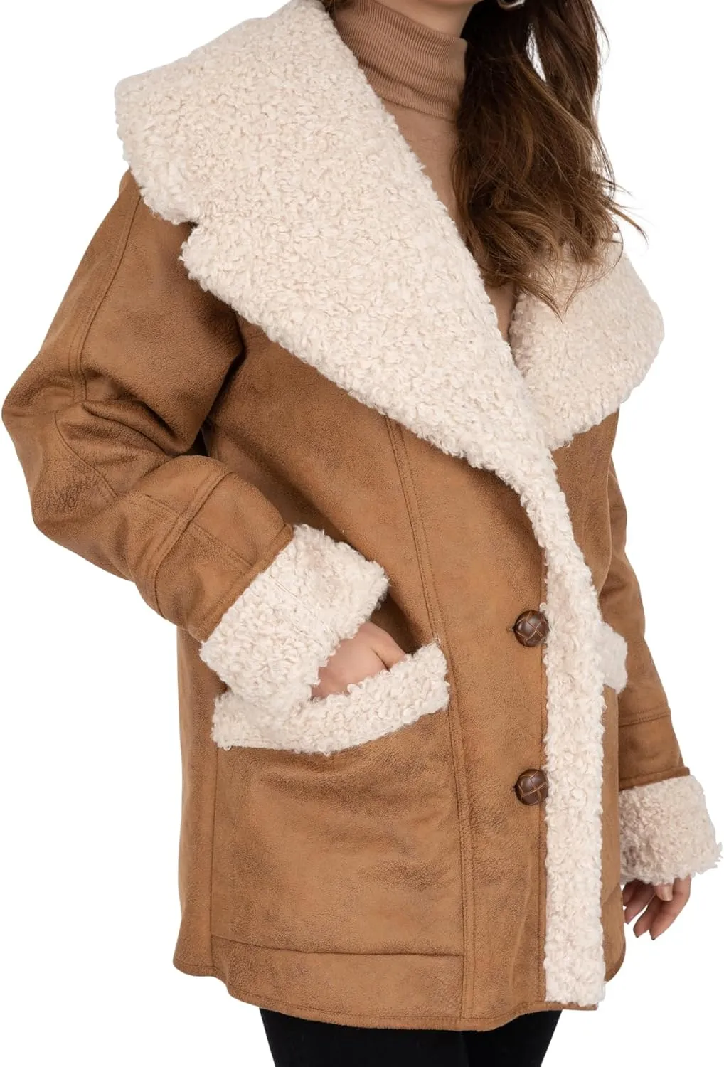 Frye Women's Faux Shearling Coat with Patch Pockets