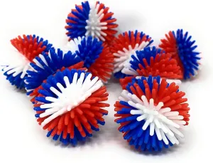 Funiverse Bulk 50 Pack Patriotic 3-Color Porcupine Ball Assortment - 1.25" Spike Ball