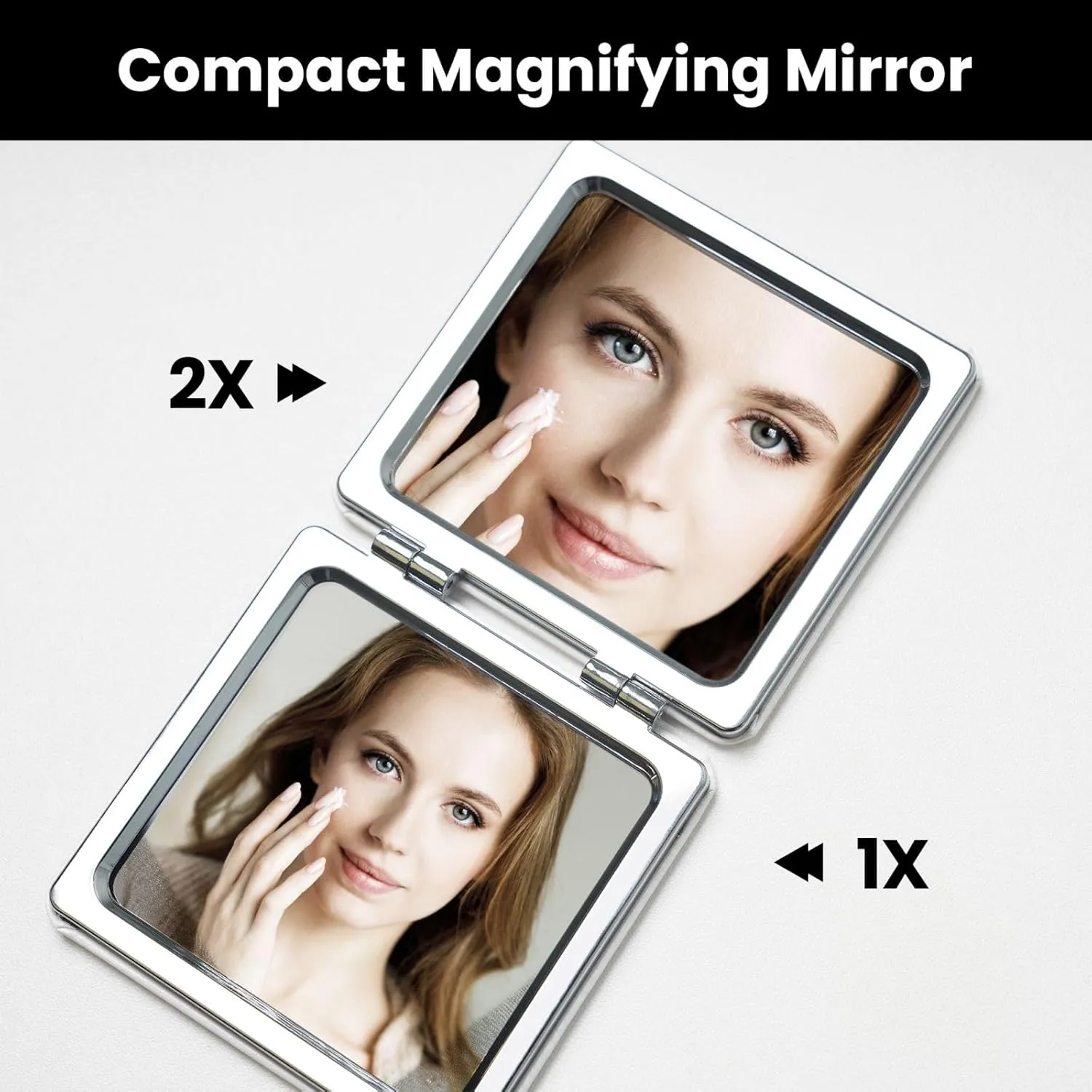 Funny Chihuahua Printed Square Pocket Makeup Mirror with 1X/2X Magnification, Portable Mini Travel Makeup Mirror for Travel Daily Work Beauty
