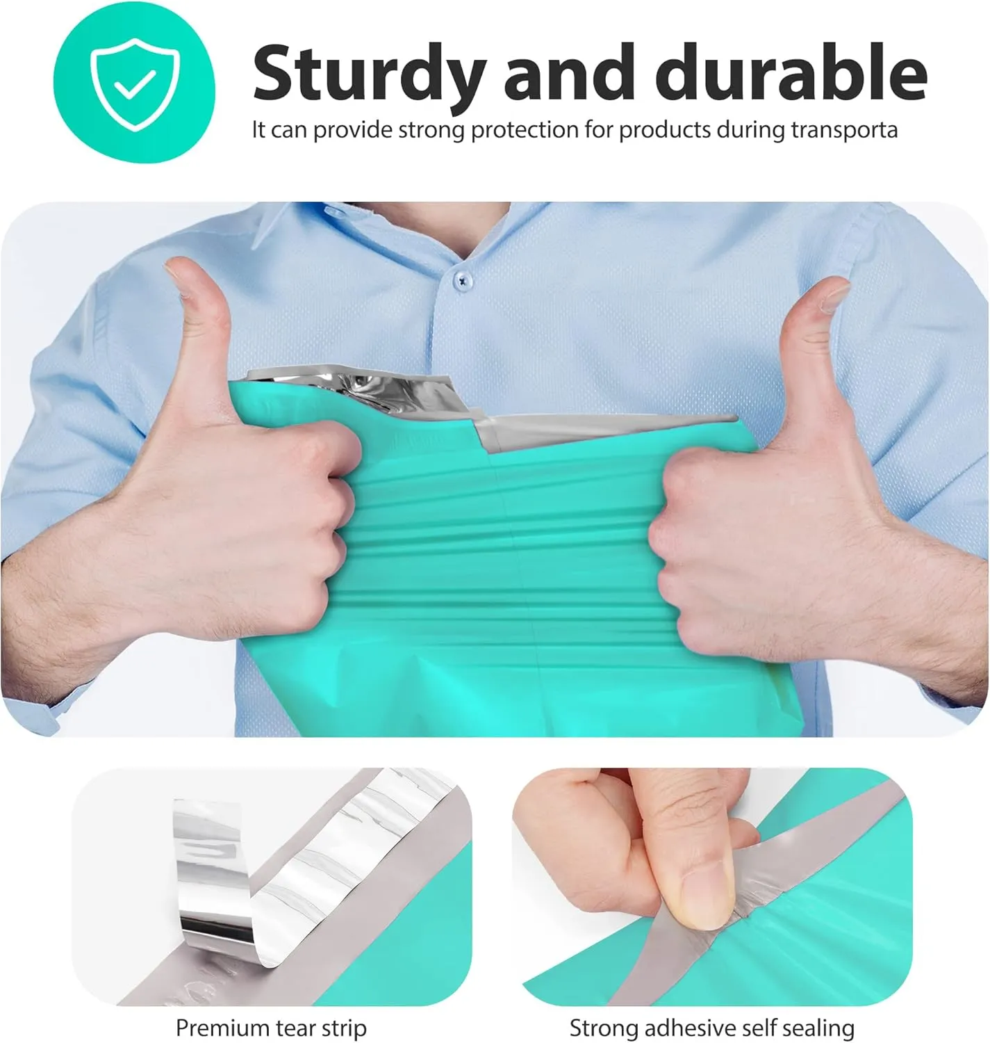 Fuxury Large Poly Mailers 14.5x19'' 200Pc, Waterproof Shipping Bags for Clothing, Strong Adhesive Mailers Poly Bags for Small Business Suppliers, Durable Shipping Envelopes Mailing Bags Teal