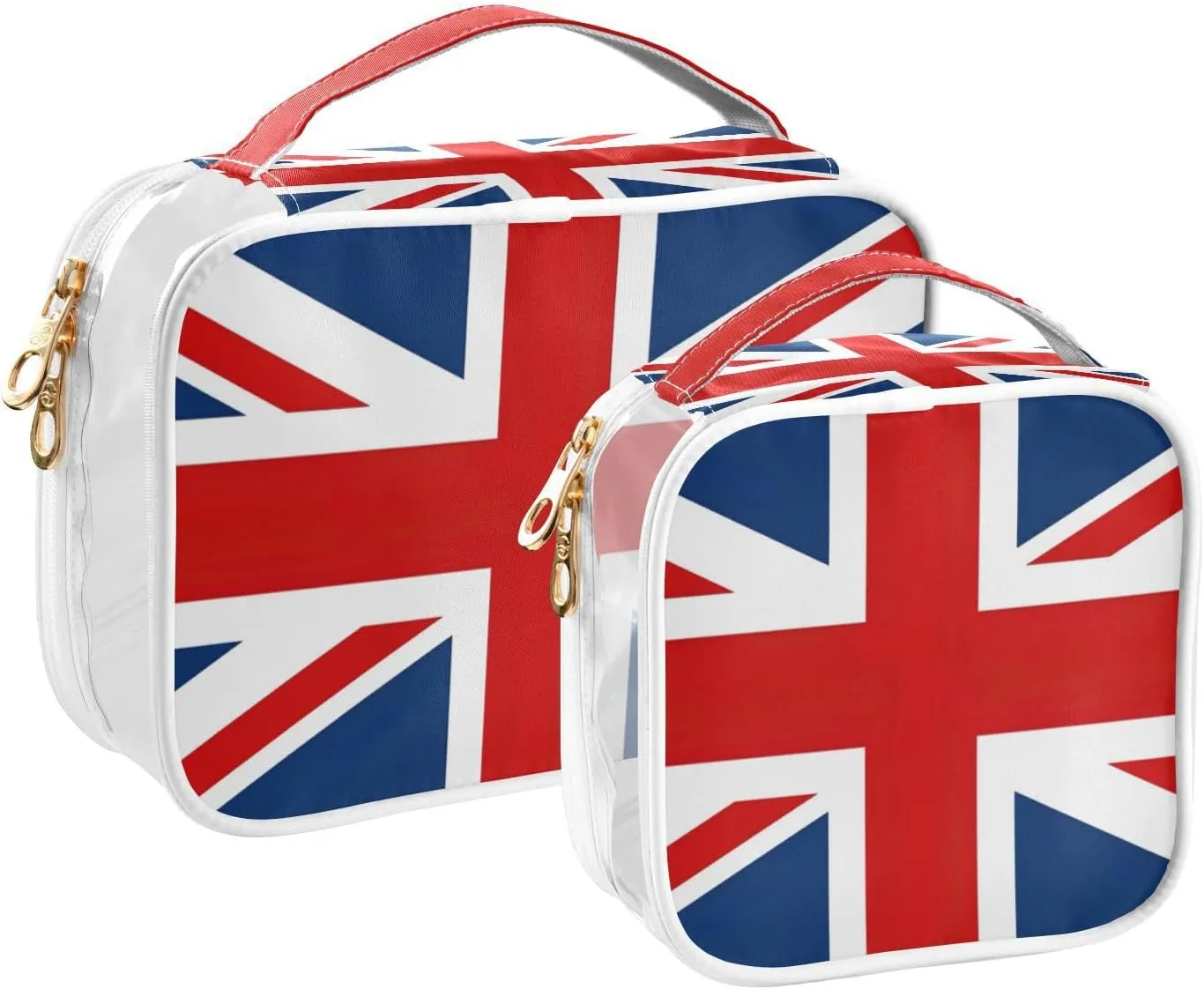 GAIGEO British Flag Clear Travel Makeup Bag Tsa Approved, Toiletry Bag for Travel, Toiletry Bags for Women, 2 Pack