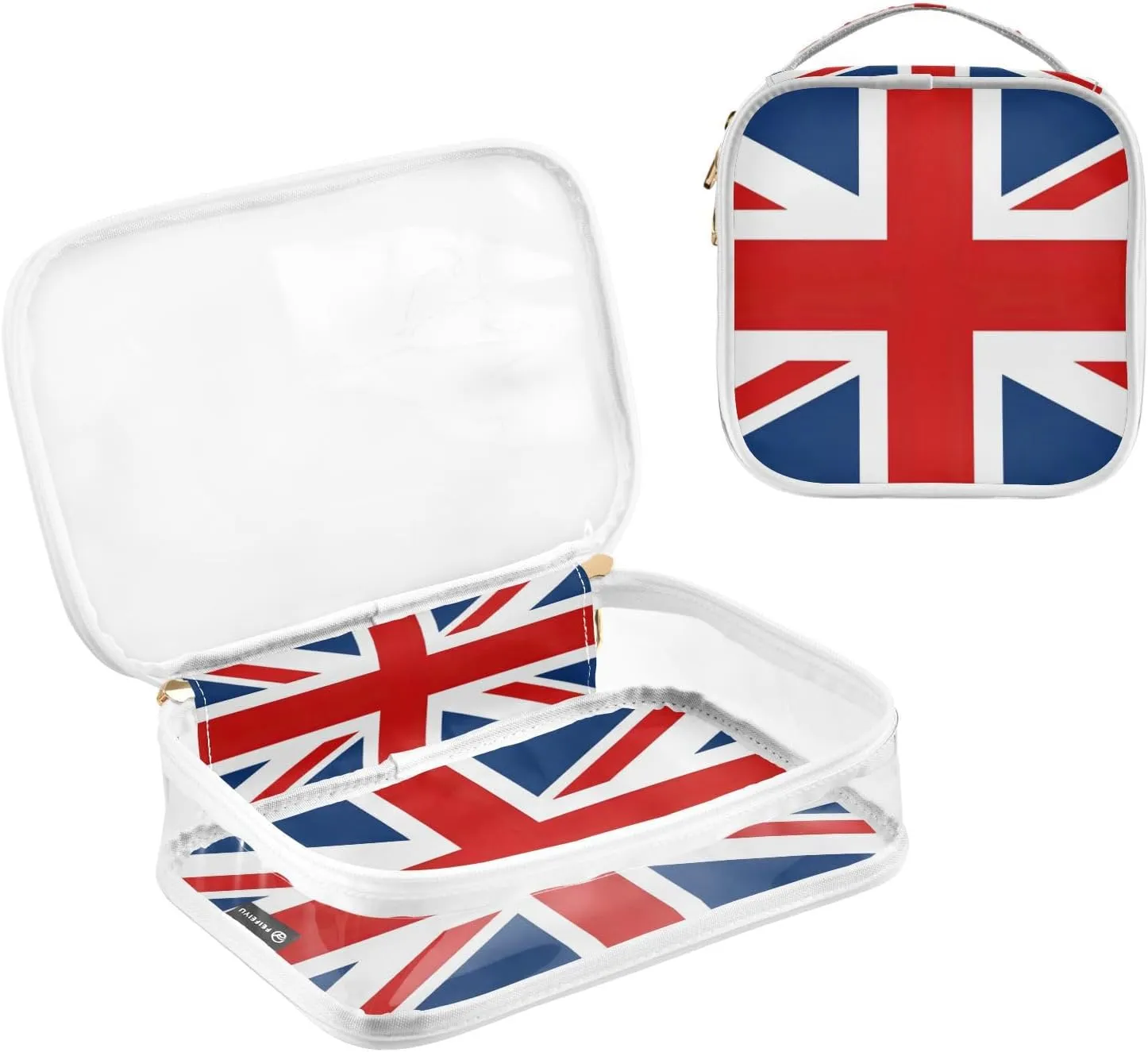 GAIGEO British Flag Clear Travel Makeup Bag Tsa Approved, Toiletry Bag for Travel, Toiletry Bags for Women, 2 Pack