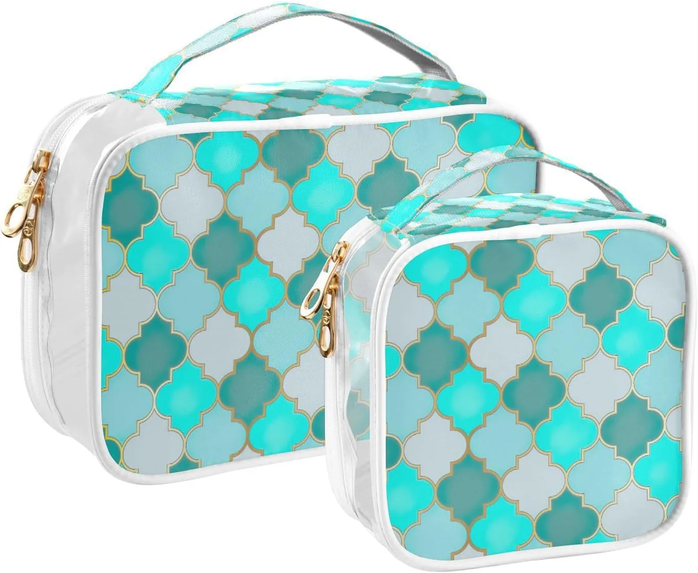 GAIGEO Moroccan Mosque Window Clear Cosmetic Bag Set, Water Proof Cosmetic Bag, Travel Accessories Bags, 2 Pack