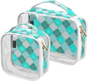 GAIGEO Moroccan Mosque Window Clear Cosmetic Bag Set, Water Proof Cosmetic Bag, Travel Accessories Bags, 2 Pack